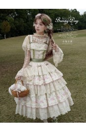 Mewroco Bunny Day Embroidered JSK and Print JSK(Reservation/Full Payment Without Shipping)